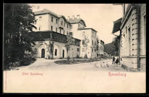 AK Rosenburg, Strassenpartie mit Hotel Rosenburg