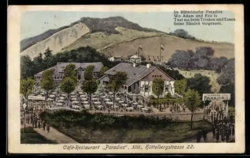 AK Wien, Café und Restaurant Paradies in der Hüttelbergstrasse 22
