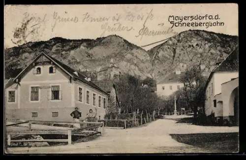 AK Hohe Wand, Mayersdorf an der Schneebergbahn, Strassenpartie mit Gasthof