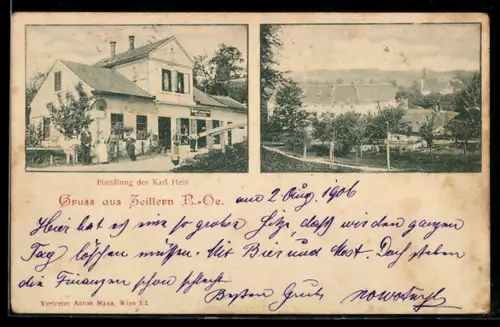 AK Zeillern /N.-Oe., Handlung von Karl Hein und Teilansicht des Ortes