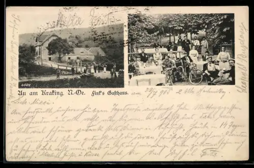 AK Au am Kraking, Zins`s Gasthaus, Aussenansicht und Gästebereich