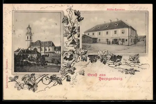 AK Herzogenburg, Stifts-Taverne, Blick auf die Kirche