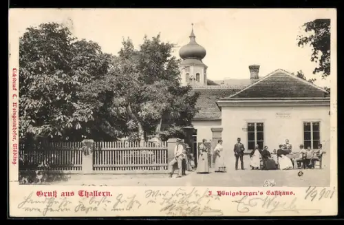 AK Thallern, Gasthaus von J. Königsberger, Aussenansicht mit Grünanlage