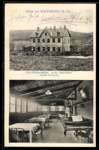 AK Kalksburg, Cafe-Restauration zum Jägerhaus - Gebäude, Innenansicht
