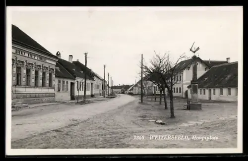 AK Weitersfeld, Partie am Hauptplatz mit Denkmal