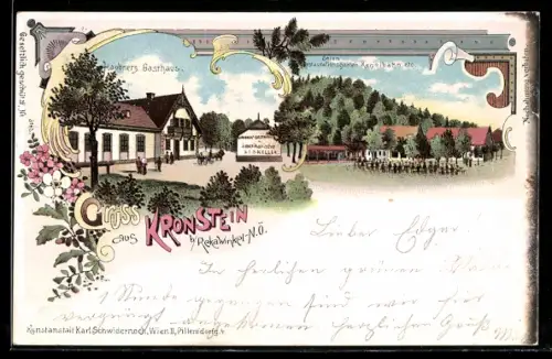 Lithographie Kronstein, Haubners Gasthaus mit Restaurationsgarten