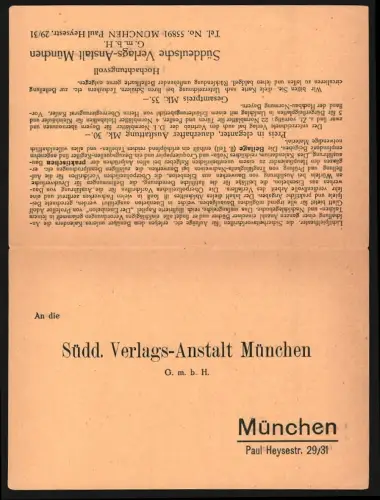 Klapp-AK München, Süddeutsche Verlags-Anstalt München G. m. b. H., Paul-Heysestrasse 29-31, Drucksache
