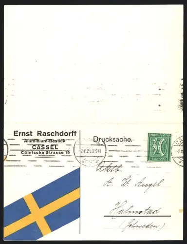 Klapp-AK Kassel, Ernst Raschdorff Aluminium-Bestick, Kölnische Strasse 19