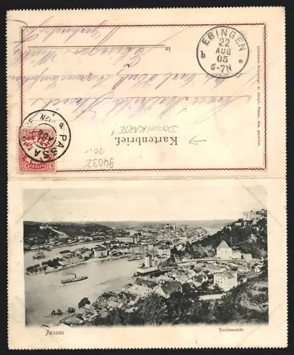 Klapp-AK Passau, Totalansicht mit Kirche