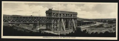 Klapp-AK Niederfinow, Schiffshebewerk mit Blick auf das Odertal