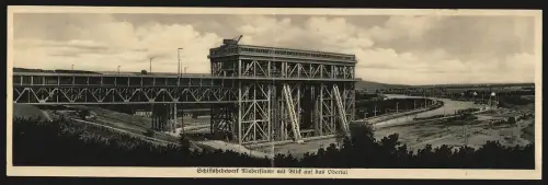 Klapp-AK Niederfinow, Schiffshebewerk mit Blick auf das Odertal