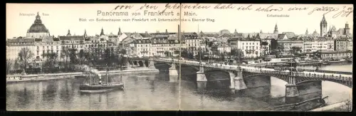 Klapp-AK Frankfurt am Main, Blick von Sachsenhausen mit Schauspiel-Haus und Katharinenkirche