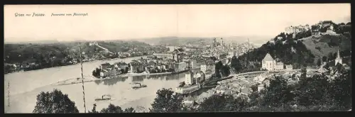 Klapp-AK Passau, Panorama vom Nonnengut aus gesehen