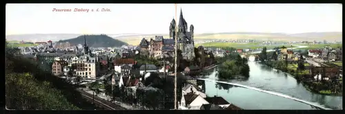 Klapp-AK Limburg a. d. Lahn, Totalansicht mit Schloss und Umgebung