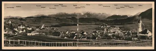 Klapp-AK Nesselwang / Allgäu, Gesamtansicht des Dorfes mit Bergpanorama