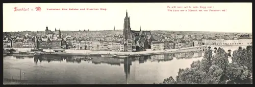 Klapp-AK Alt-Frankfurt, Partie zwischen Alte Brücke und Eiserner Steg, Totalansicht mit Dom