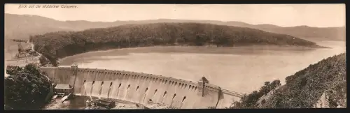 Klapp-AK Waldeck, Edertalsperre mit Wäldern zu beiden Seiten