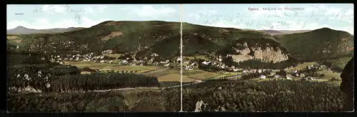 Klapp-AK Oybin, Totalansicht von der Mönchskanzel mit umliegenden Wäldern