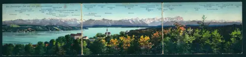 Klapp-AK Allmannshausen /Starnberger See, Panorama mit See, Aufkirchen, Königskapelle und Seeshaupt