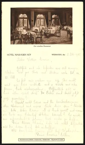 Klapp-AK Wiesbaden, Hotel Nassauer Hof, Inneres vornehmes Restaurant, Landestheater