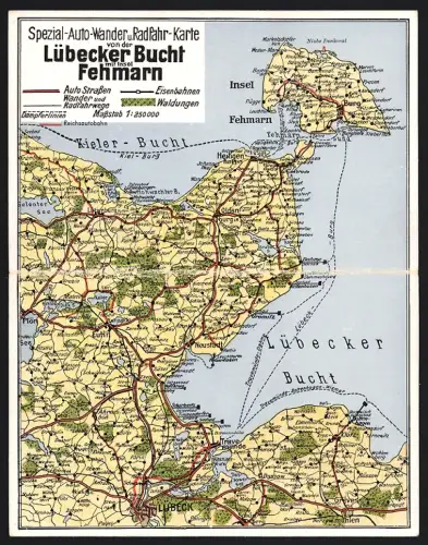 Klapp-AK Burg /Fehmarn, Landkarte mit Heiligenhafen, Grömitz und Eutin