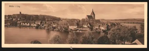Klapp-AK Mölln i. Lbg., Stadtpanorama mit Burgruine