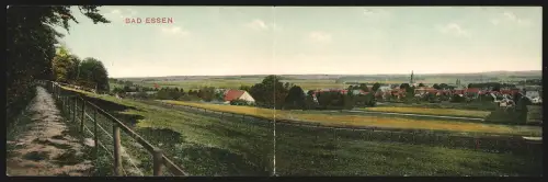 Klapp-AK Bad Essen, Ortsansicht von einem Feldweg aus