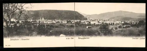 Klapp-AK Schopfheim i. Wiesenthal, Ortspanorama mit Umgebung