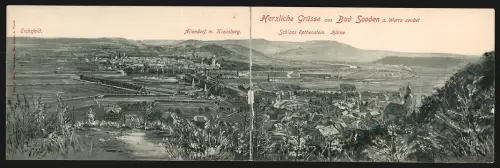 Klapp-AK Bad Sooden a. Werra, Ortsansicht mit Eichsfeld, Allendorf mit Klausberg, Schloss Rothenstein
