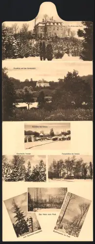 Klapp-AK Farchau b. Ratzeburg, Kindererholungsheim d. Landkreises Dortmund, Bootshaus im Schnee, Buchenpartie im Park