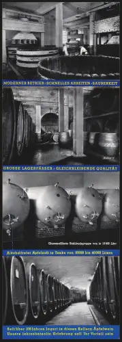 Klapp-AK Frankfurt-Rödelheim, Äpfelwein und Apfelsaft der Firma Ph. Possmann, Lagerfässer, LKW-Transport