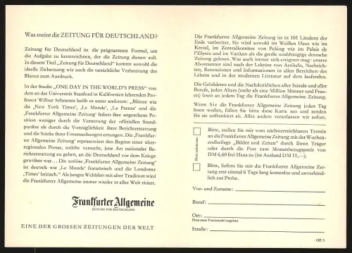 Klapp-AK Frankfurt /Main, Abonnementwerbung für Frankfurt Allgemeine