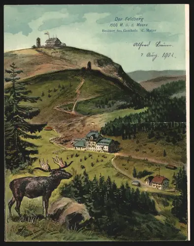 Klapp-AK Feldberg, Gasthof auf dem Feldberg und Landschaftsansicht