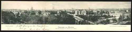 Klapp-AK München, Panorama mit Kirchen