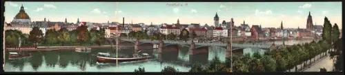 Klapp-AK Frankfurt a. Main, Ortspanorama mit Flusspartie und Dom