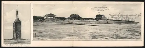 Klapp-AK Wangerooge, Café Alt-Wangerooge, Westturm-Pensionat Carl Donath, Kirchturm