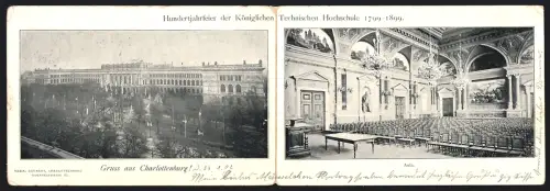 Künstler-AK Berlin-Charlottenburg, 100 Jahrfeier der Königlichen Technischen Hochschule 1899, Aussenansicht, Aula
