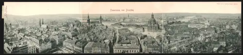 Klapp-AK Dresden, Panorama mit Frauenkirche aus der Vogelschau