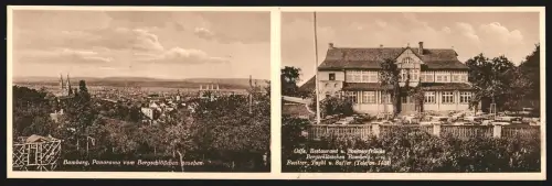 Klapp-AK Bamberg, Panorama vom Bergschlösschen und Restaurant Bergschlösschen, Inh. Taybl u. Saffer