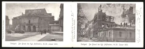 Klapp-AK Stuttgart, Brand des Kgl. Hoftheaters am 19.1.1902