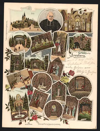 Klapp-Lithographie Arenberg, Kirche, Eingang zum Oelberg, Einsiedelei