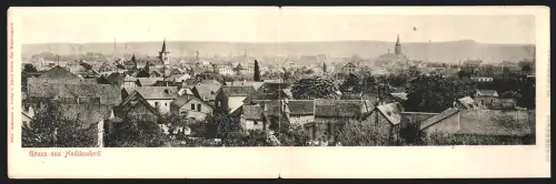 Klapp-AK Heddesdorf, Teilansicht mit Kirche