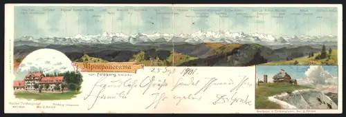 Künstler-AK Ludwig Zorn: Feldberg /Bad. Schw., Hotel Feldbergerhof, Gasthaus zum Feldbergturm, Alpenpanorama mit Rigi