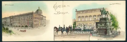 Mechanische-AK Berlin, Königliches Schloss, Palais Kaiser Wilhelm i. und Denkmal Friedrich d. Gr.