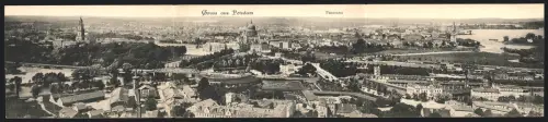 AK Potsdam, Panorama der Stadt aus der Vogelschau, mit Brücke und Gewässer, Kartenbrief