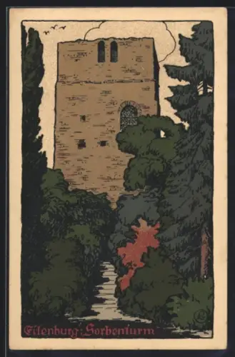 Steindruck-AK Eilenburg, Darstellung vom Sorbenturm