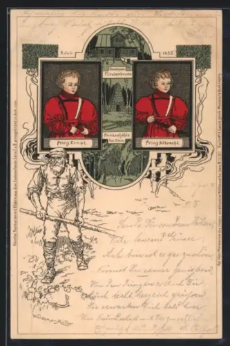 Künstler-AK sign. Waldemar Müller: Altenburger Prinzenraub, Prinzen Ernst & Albrecht, Prinzenhöhle