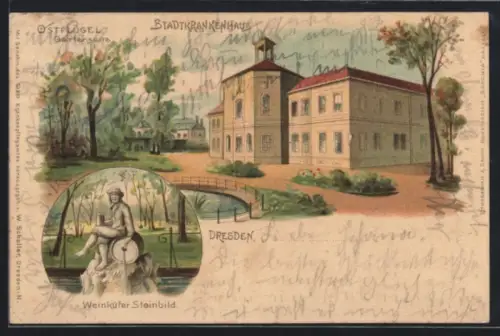 Lithographie Dresden, Stadtkrankenhaus, Ostflügel