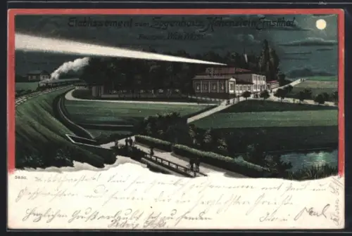 Lithographie Hohenstein Ernstthal, Etablissement zum Logenhaus, Bes. Wilh. Weise