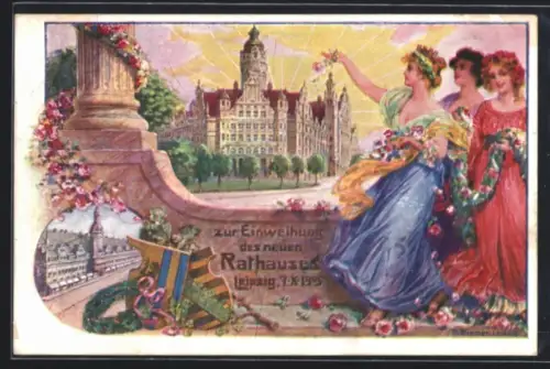 Künstler-AK Leipzig, Zur Einweihung des neuen Rathauses 1905